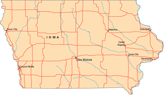 Map Of United States With Cities. Iowa Cities Map.