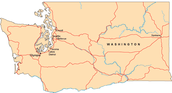 Washington Cities Map.