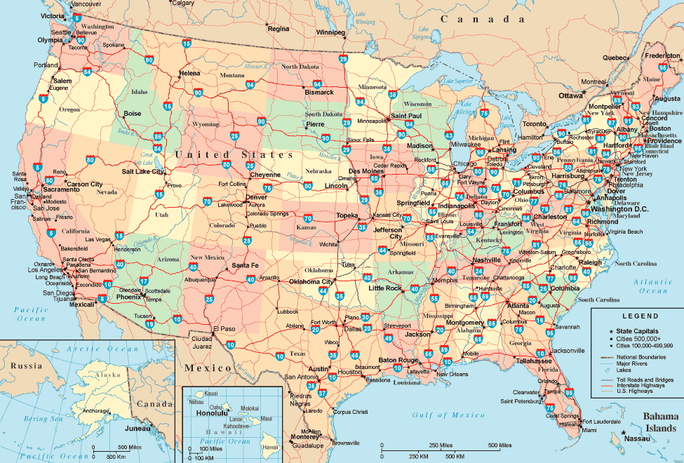 United States Map Europe Map Map Of The United States Highways