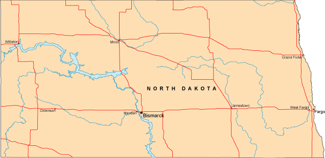 North Dakota map