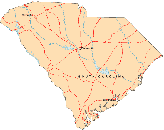 South Carolina map