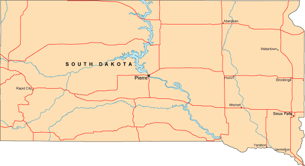 South Dakota map