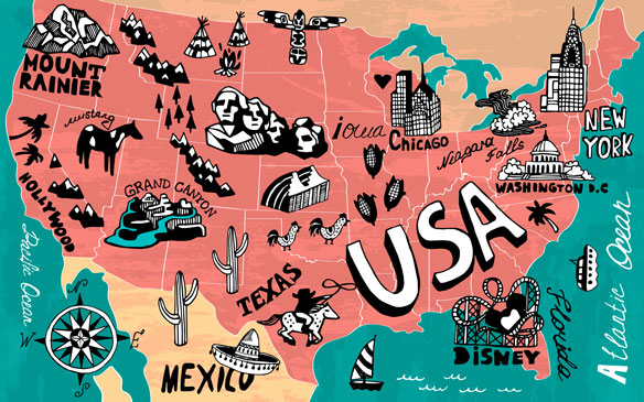 pictorial map of the United States
